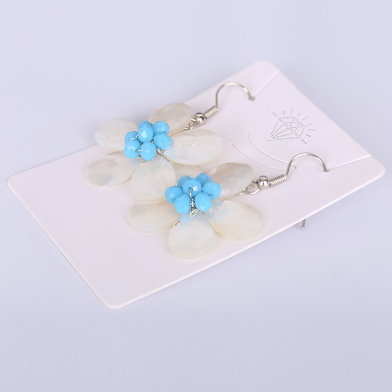Elegant white flowers earrings for women 925 silver earrings Creative dyed shell earring with stones Trendy Fashion Jewelry