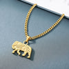 Elephant Necklace Golden Cuban Chain Hanging Stainless Steel Elephant Pendant Collar Docona Bohemian Jewelry Gift  Item