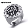 Mens Stainless steel ring Egyptian Eye of Horus Ra Udjat Ancient Egyptian text Jewelry Size 8-13