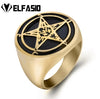 Mens Stainless steel ring Star Baphomet Goat Pentagram Devil Biker Silver Gold Jewelry Size 7-15