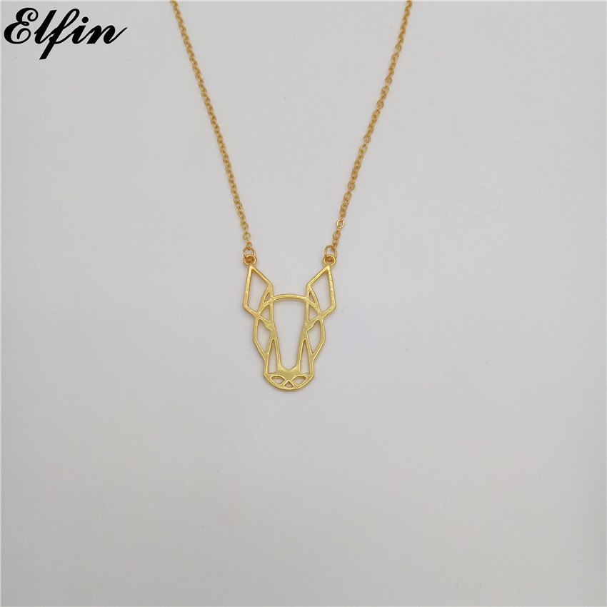 Elfin 2020 Hollow Bull Terrier Necklace Gold Color Silver Color Dog Jewellery Blslterrier Pendant Necklace Women Steampunk