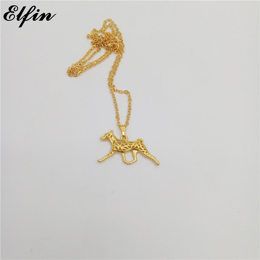 Elfin 2020 Trendy Basenji Necklace Gold Color Silver Color Dog Jewellery Congo Dog Pendant Necklace Women steampunk