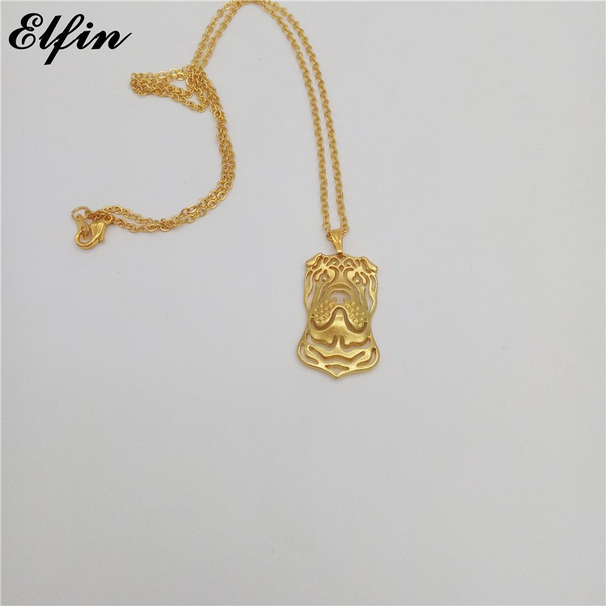 2020 Trendy Chinese Shar Pei Necklace Gold Color Silver Color Dog Jewellery Pendant Necklace Women steampunk