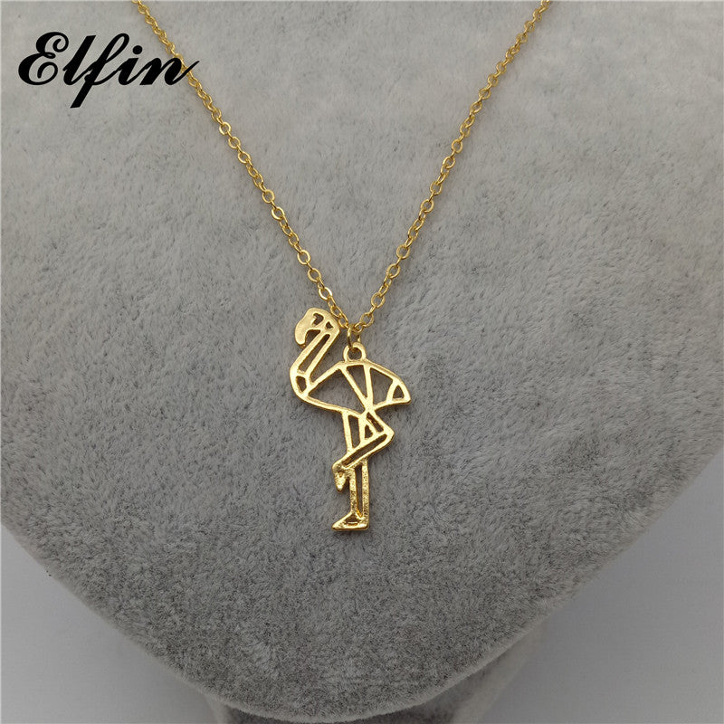 2020 Trendy Flamingo Necklace Gold Color Silver Color Bird Jewellery Flamingo Pendant Necklace Women steampunk