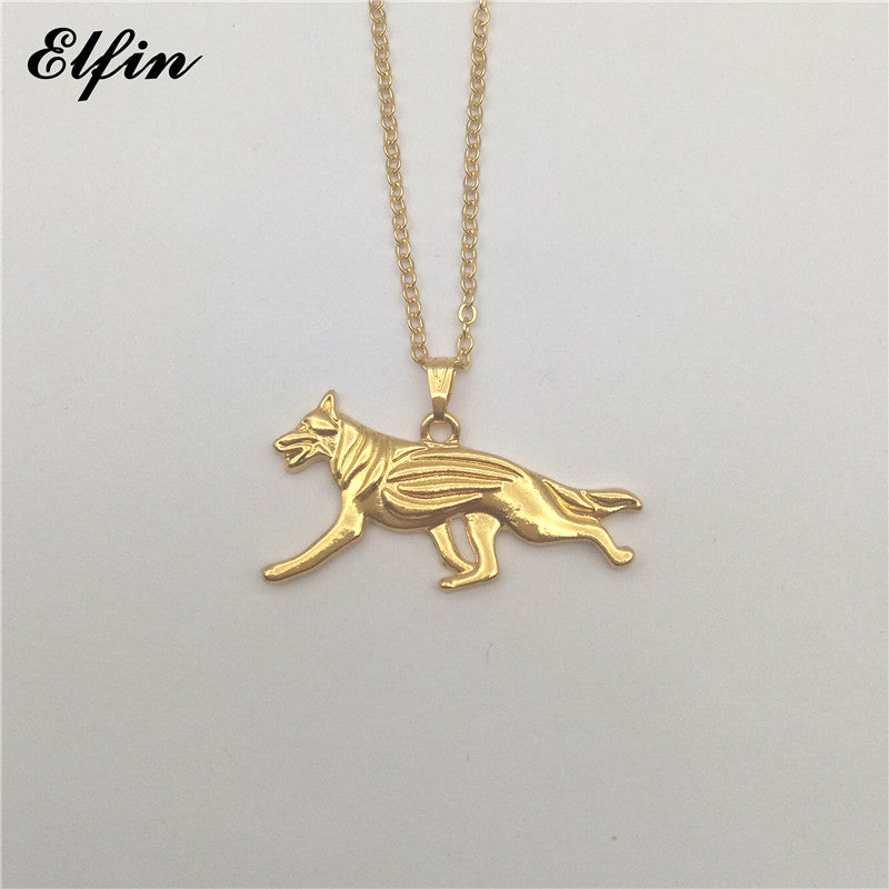 2020 Trendy German Shepherd Necklace Gold Color Silver Color Dog Jewellery Animal Pendant Necklace Women steampunk