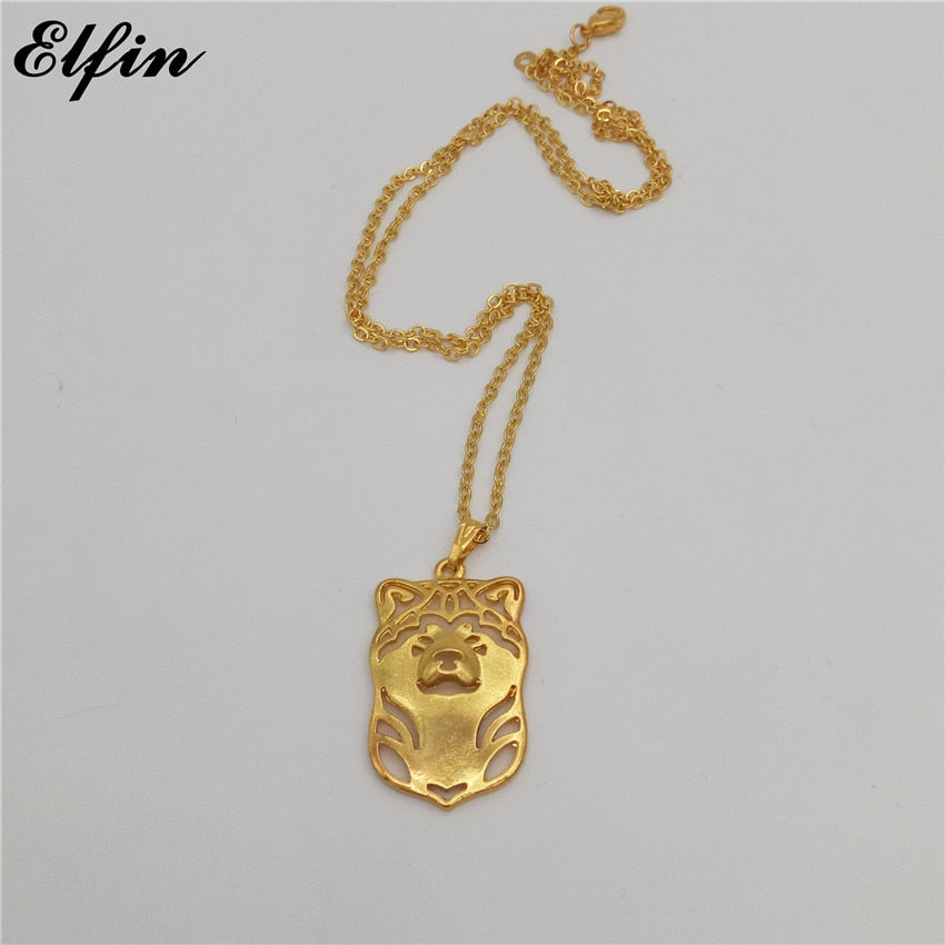 2020 Trendy Japanese Akita Necklace Gold Color Silver Color Dog Jewellery Pendant Necklace Women steampunk