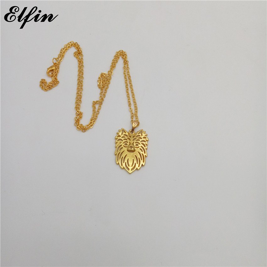 Elfin 2020 Trendy Long Haired Chihuahua Necklace Gold Color Silver Color Dog Jewellery Pendant Necklace Women steampunk