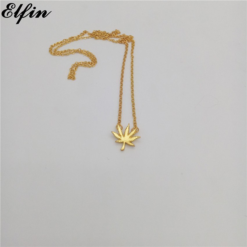 2020 Trendy Weed Leaf Necklace Gold Color Silver Color Nature Jewellery Clover Pendant Necklace Women
