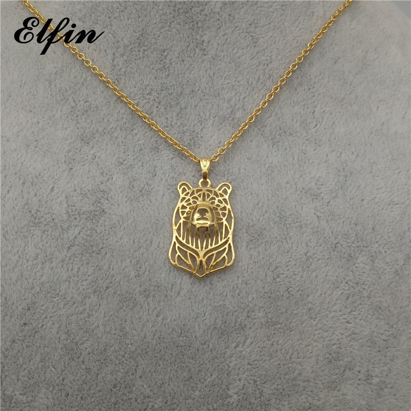 New Trendy Bear Pendant Necklace Gold Color Silver Color Women Animal Pet Necklace Steampunk