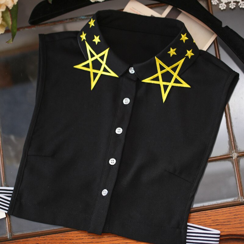 Embroidered Star Necklace Vest Blouse Fake Collar color embroidery necklace vest shirt fake collar