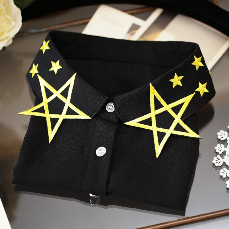 Embroidered Star Necklace Vest Blouse Fake Collar color embroidery necklace vest shirt fake collar