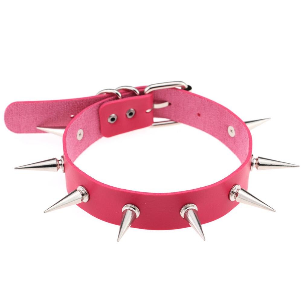 Punk Spiked Choker Collar With Spikes Rivets Women Men Emo Studded Chocker  Necklace Goth Jewelry Gothic Chains Metal color Red