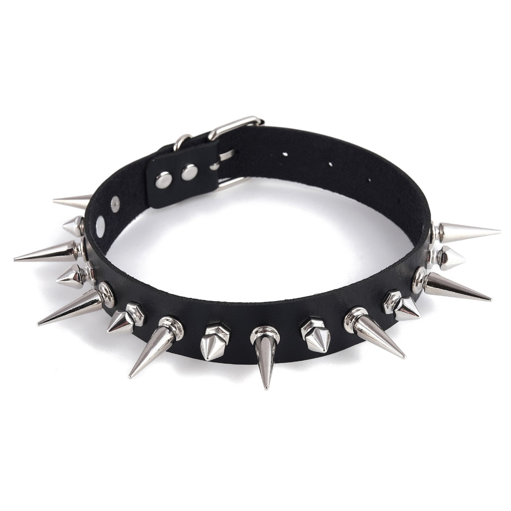 Emo Spike Choker Punk Collar Goth Necklace Vegan Leather Belt Chocker  Accessories Harajuku Gothic  Jewelry Halloween