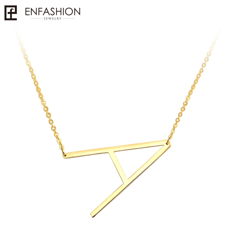 Letter Necklaces Alphabet Initial Pendants Necklace Gold Color Stainless Steel Choker Necklace for Women Jewelry