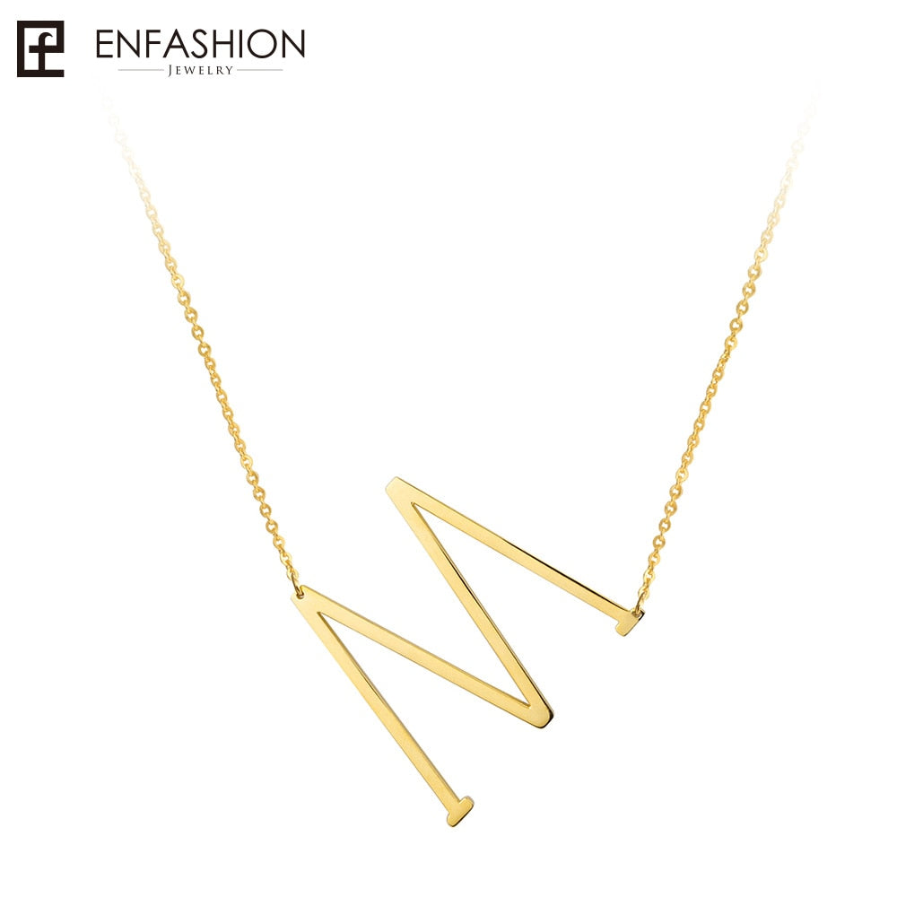 Letter Necklaces Alphabet Initial Pendants Necklace Gold Color Stainless Steel Choker Necklace for Women Jewelry