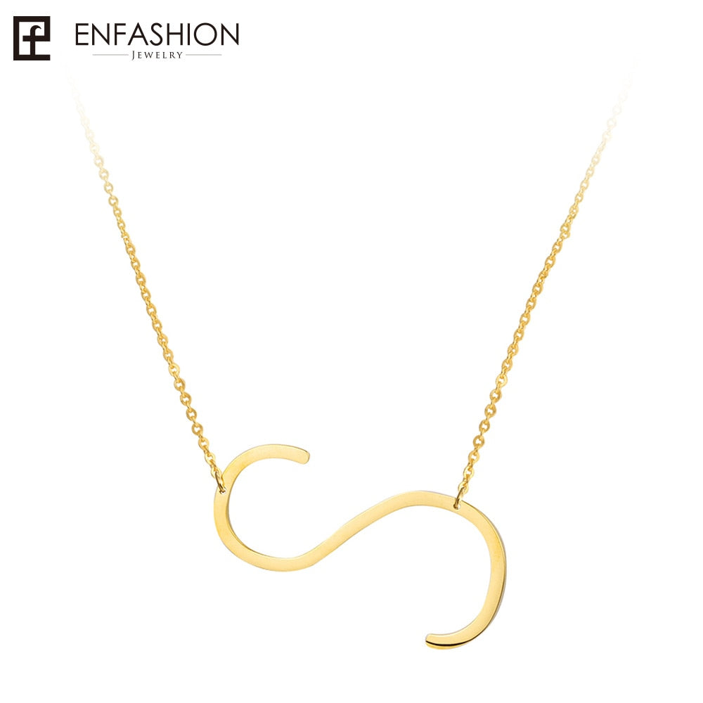 Letter Necklaces Alphabet Initial Pendants Necklace Gold Color Stainless Steel Choker Necklace for Women Jewelry
