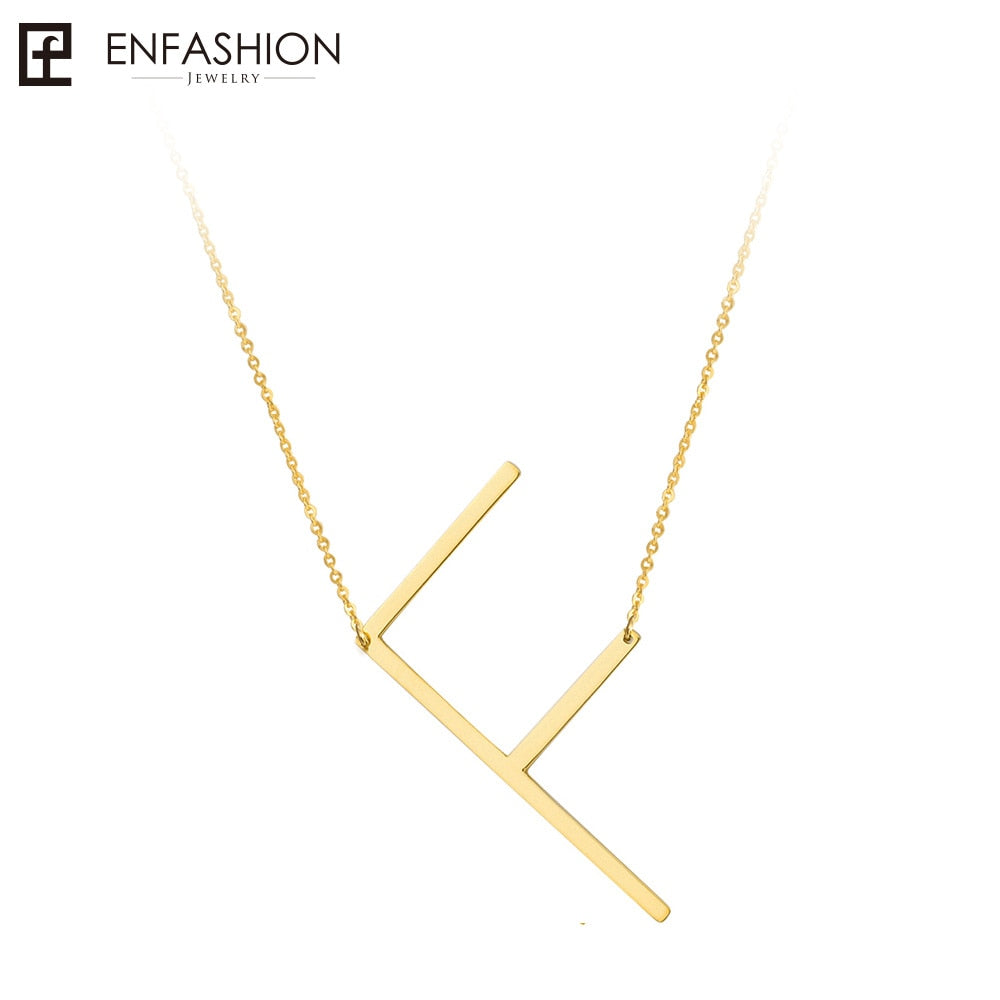 Letter Necklaces Alphabet Initial Pendants Necklace Gold Color Stainless Steel Choker Necklace for Women Jewelry