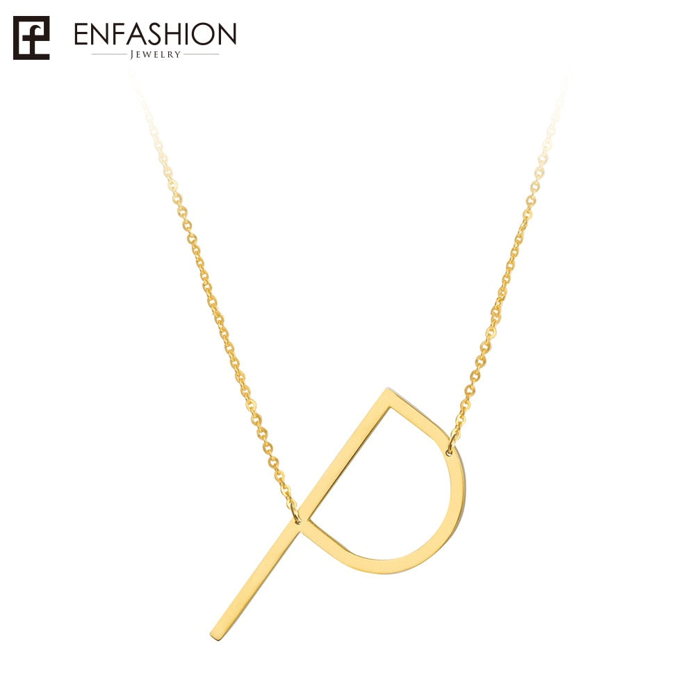 Letter Necklaces Alphabet Initial Pendants Necklace Gold Color Stainless Steel Choker Necklace for Women Jewelry