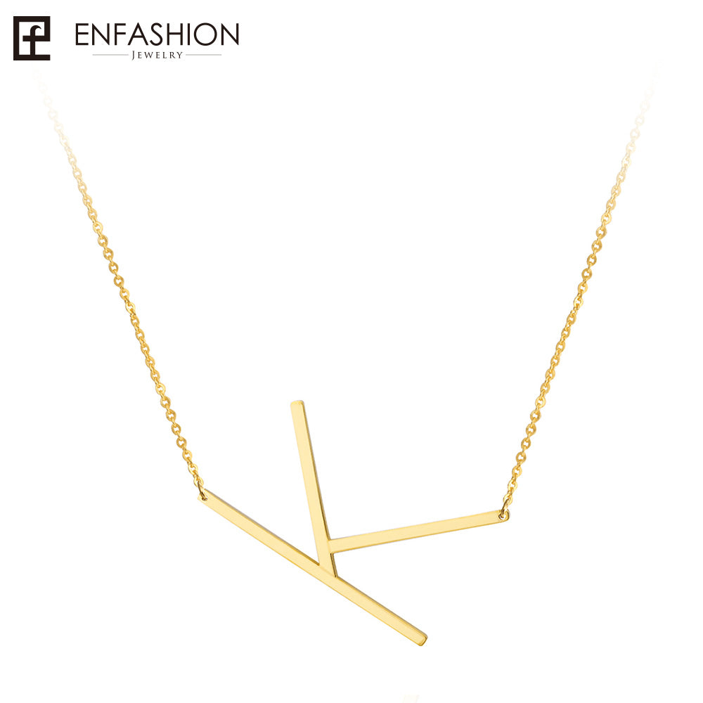 Letter Necklaces Alphabet Initial Pendants Necklace Gold Color Stainless Steel Choker Necklace for Women Jewelry