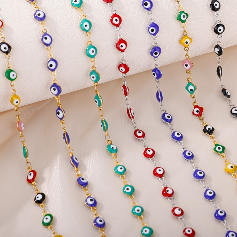 Enamel Blue Evil Eye Necklace For Women Stainless Steel Gold Color Necklaces 2023 Trend Couple Aesthetic Jewelry collares mujer