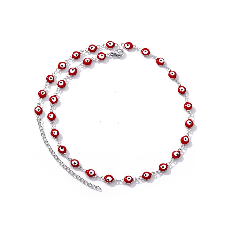 Enamel Blue Evil Eye Necklace For Women Stainless Steel Gold Color Necklaces 2023 Trend Couple Aesthetic Jewelry collares mujer