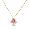 Enamel Colour Ceramic Glaze Pink Flower Pearl Pendant Chokers Necklace Accessories