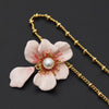 Enamel Colour Ceramic Glaze Pink Flower Pearl Pendant Chokers Necklace Accessories