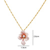 Enamel Colour Ceramic Glaze Pink Flower Pearl Pendant Chokers Necklace Accessories