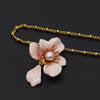 Enamel Colour Ceramic Glaze Pink Flower Pearl Pendant Chokers Necklace Accessories