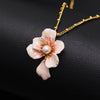 Enamel Colour Ceramic Glaze Pink Flower Pearl Pendant Chokers Necklace Accessories