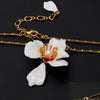 Enamel Colour Ceramic Glaze Sakura Pearl Pendant Chokers Necklace Accessories