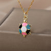 Enamel Green Turtle Pendant Necklace for Women Men Stainless Steel Gold Color Necklaces 2023 Trend Aesthetic Jewerly collares