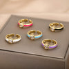 Enamel Heart Rings For Women Open Adjustable Colorful Zircon Ring 2023 Trend Boho Party Jewerly Wedding Couple Gift bague femme