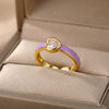 Enamel Heart Rings For Women Open Adjustable Colorful Zircon Ring 2023 Trend Boho Party Jewerly Wedding Couple Gift bague femme