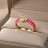 Enamel Heart Rings For Women Open Adjustable Colorful Zircon Ring 2023 Trend Boho Party Jewerly Wedding Couple Gift bague femme