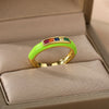 Enamel Multicolor Zircon Rings For Women Stainless Steel Dripping Oil Open Adjustable Finger Ring 2023 Trend Party Jewerly Gift