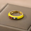 Enamel Multicolor Zircon Rings For Women Stainless Steel Dripping Oil Open Adjustable Finger Ring 2023 Trend Party Jewerly Gift