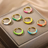 Enamel Multicolor Zircon Rings For Women Stainless Steel Dripping Oil Open Adjustable Finger Ring 2023 Trend Party Jewerly Gift