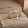 Enamel Rings For Women Adjustable Open Stainless Steel Colorful Zircon Gold Color Ring Aesthetic Couple Jewelry anillos mujer