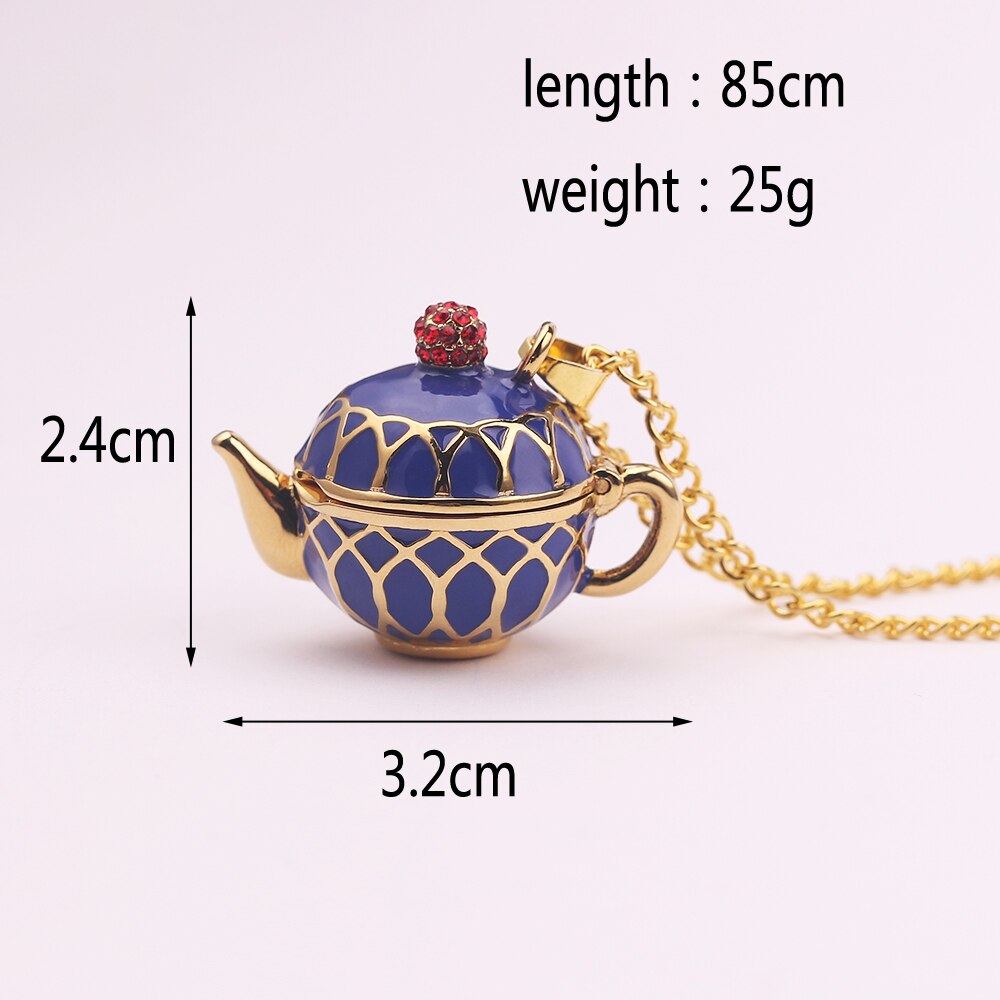 Enamel Teapot Pendant Necklace Long Chain Hand Painted Colorful Teapot Necklace Jewelry Bijoux Femme Gifts For Women