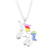 Enamel Unicorn Pendant Necklaces For Women Jewelry Silver Plated Animal Necklace Choker Collar Chains nB