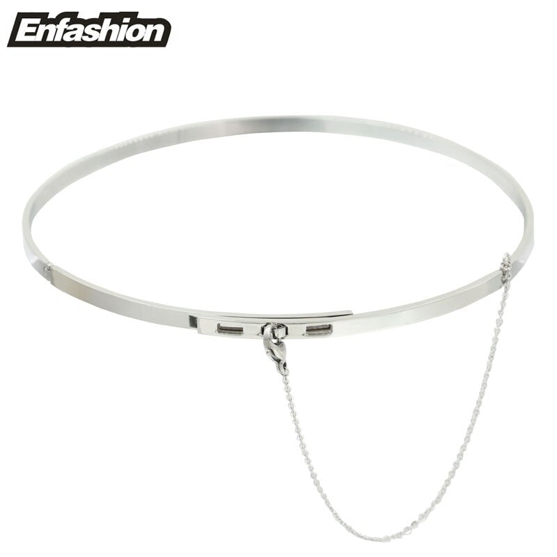 EnSafety Chain Chokers Necklaces Pendants Gold Color Necklace Stainless Steel Choker Necklace For Women Jewelry Collier