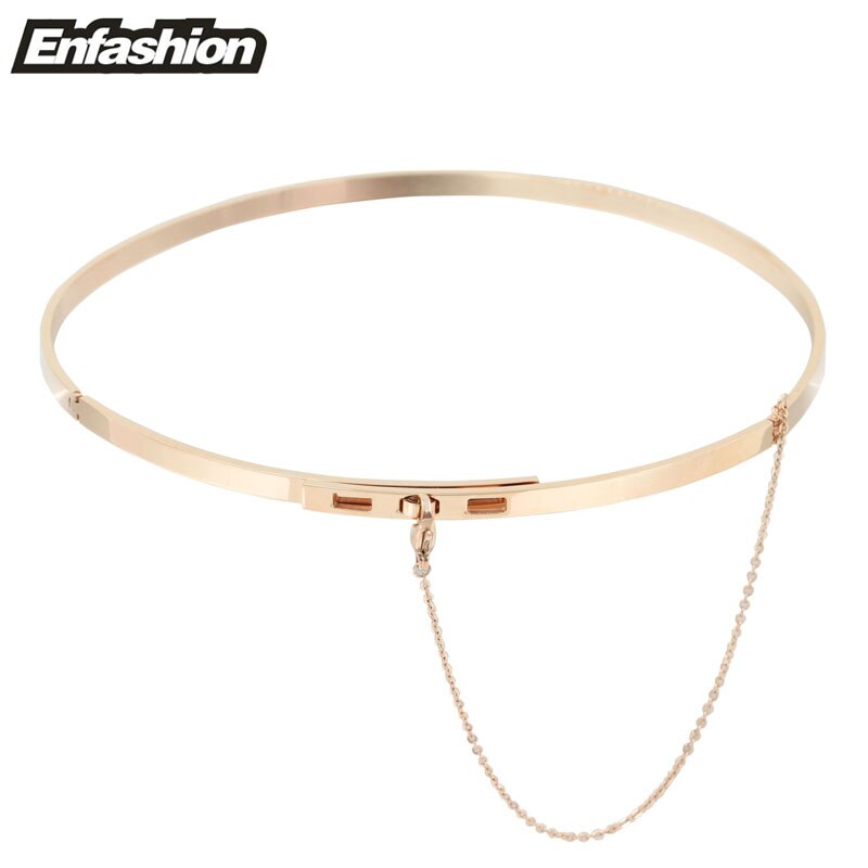 EnSafety Chain Chokers Necklaces Pendants Gold Color Necklace Stainless Steel Choker Necklace For Women Jewelry Collier