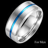 Engagement Wedding Couples Ring Set Womens 2pcs Princess White CZ Blue, Mens 316L Stainless Steel