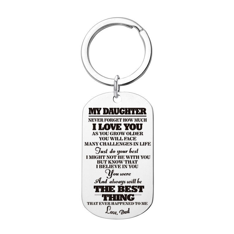 Engraved Black Stainless Steel Necklace To My Daughter Son Big Metal Tags Pendants Necklaces Love Gifts From Mom Dad