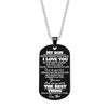 Engraved Black Stainless Steel Necklace To My Daughter Son Big Metal Tags Pendants Necklaces Love Gifts From Mom Dad