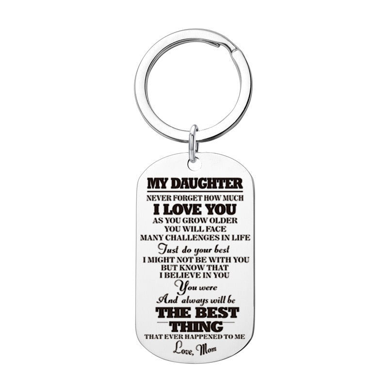 Engraved Black Stainless Steel Necklace To My Daughter Son Big Metal Tags Pendants Necklaces Love Gifts From Mom Dad