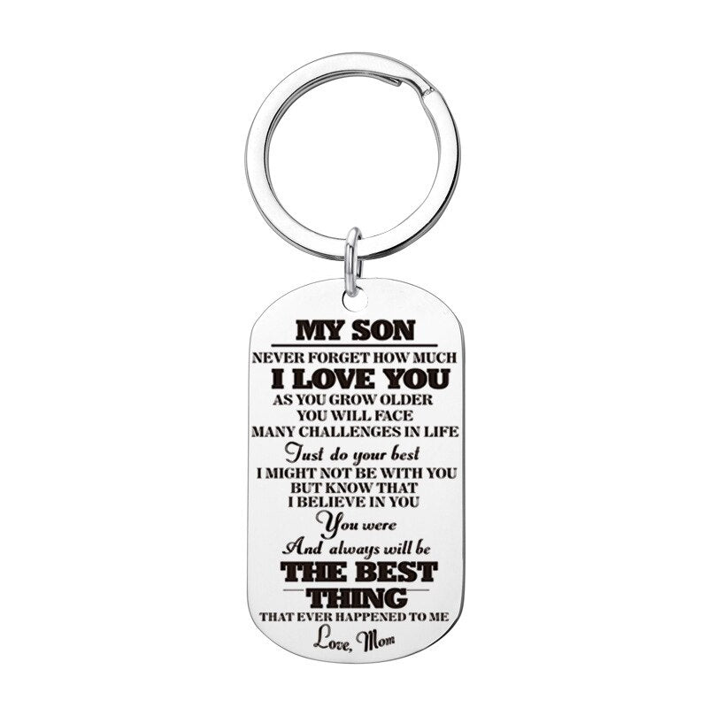 Engraved Black Stainless Steel Necklace To My Daughter Son Big Metal Tags Pendants Necklaces Love Gifts From Mom Dad