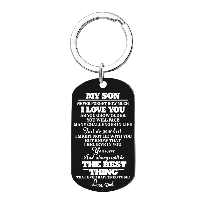 Engraved Black Stainless Steel Necklace To My Daughter Son Big Metal Tags Pendants Necklaces Love Gifts From Mom Dad