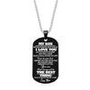Engraved Black Stainless Steel Necklace To My Daughter Son Big Metal Tags Pendants Necklaces Love Gifts From Mom Dad